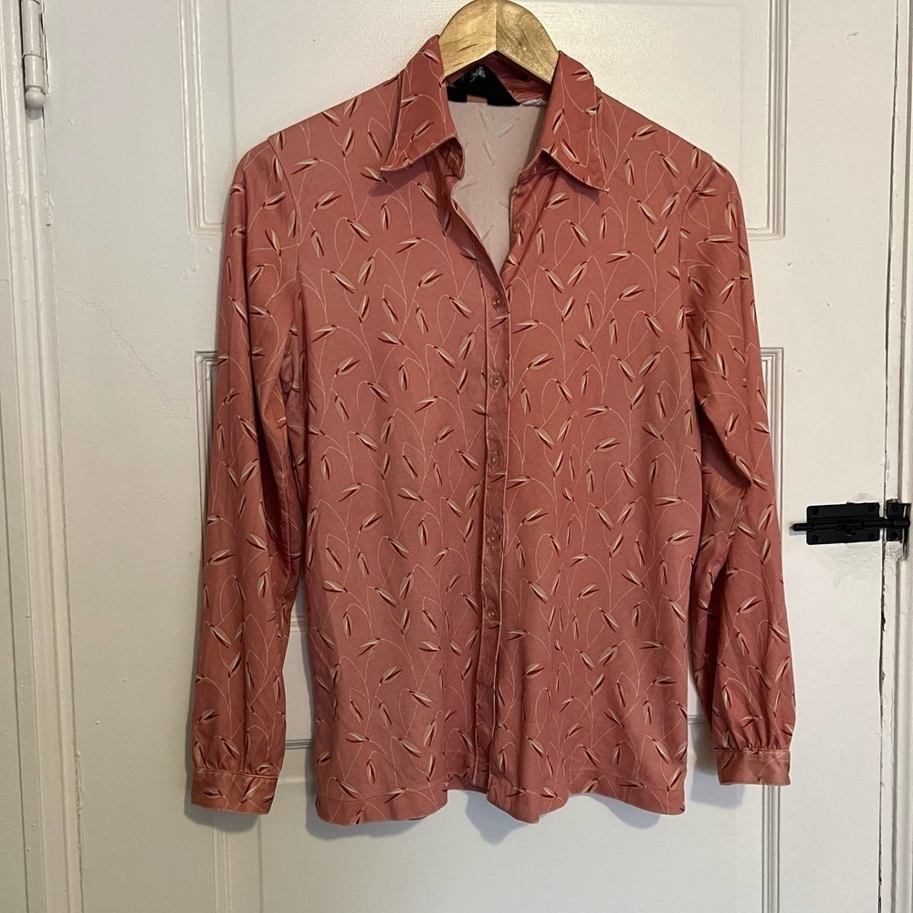 𝅺VINTAGE rrr russ pink floral pattern shirt M